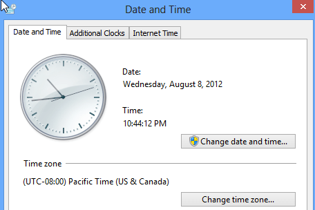 cambiar el horario de windows 8