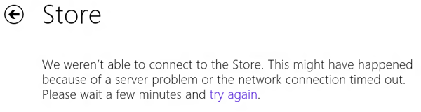 Windows Store no se puede conectar