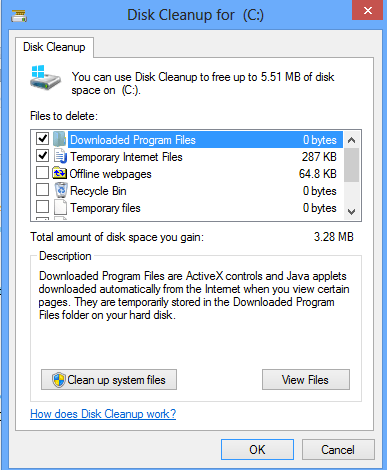 limpieza de disco de Windows 8