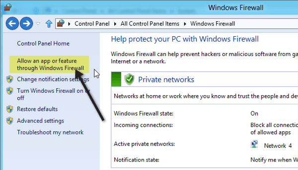 firewall de Windows 8