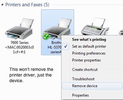 quitar el controlador de la impresora