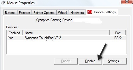 desactivar touchpad