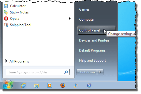 Abrir el Panel de control en Windows 7