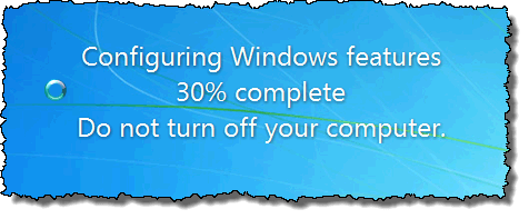 Configurar el mensaje de características de Windows