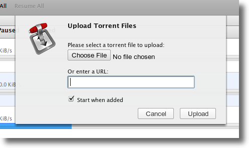 Agregue un Torrent desde su disco duro o la Web