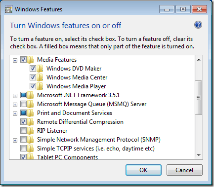Uninstall Windows Media Player from Windows 7