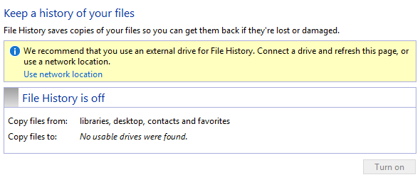 habilitar el historial de archivos