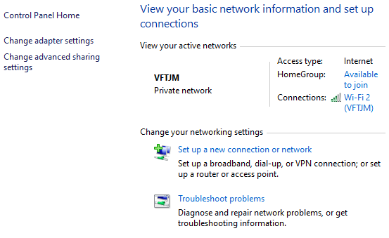 configuración de red de Windows 10