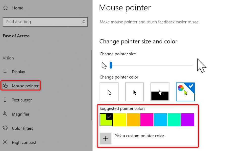 Cambie el color de su cursor en la imagen 2 de Windows