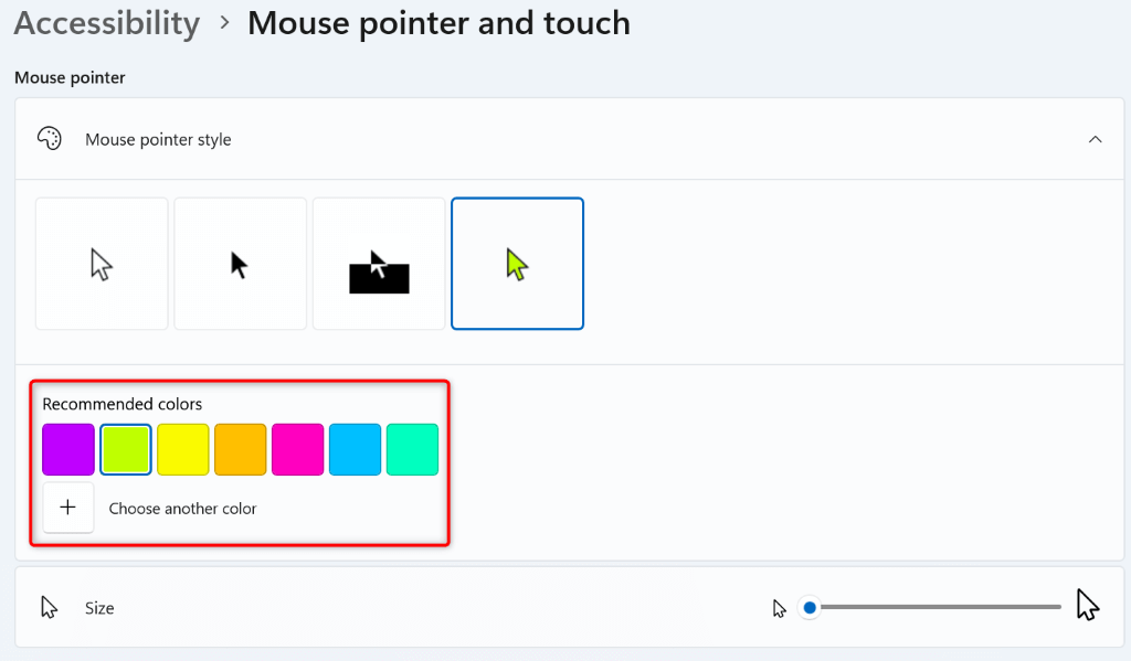 Cambie el color del cursor en Windows imagen