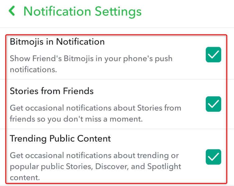 Cómo desactivar las notificaciones selectivas en tu aplicación Snapchat imagen