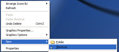 new shortcut desktop