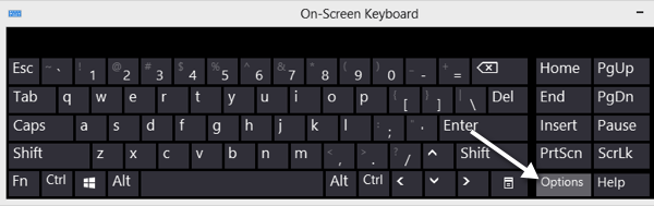 teclado de opciones