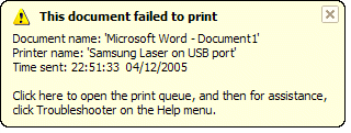 el documento no se imprimió