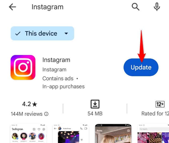 Instalar actualizaciones pendientes de Instagram en tu iPhone o teléfono Android imagen